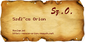 Szűcs Orion névjegykártya